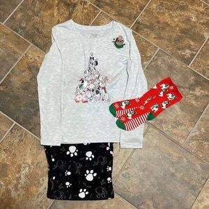 NWOT Girls pajamas and socks size 12.